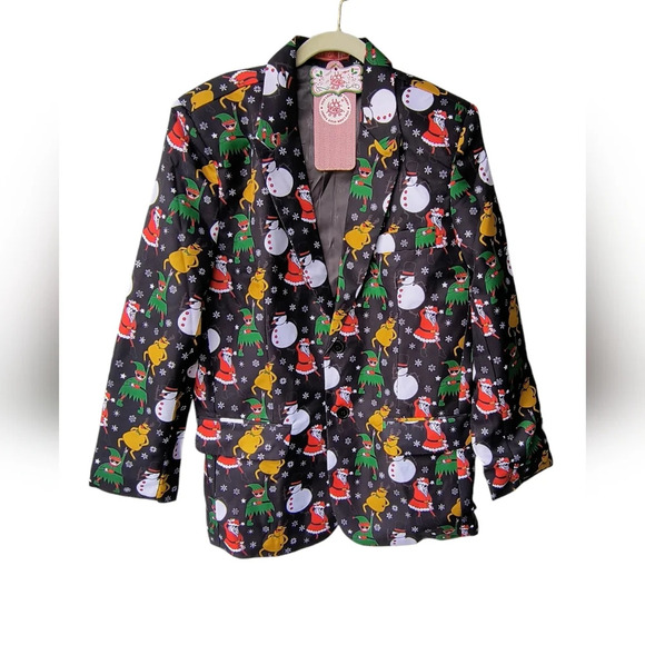 You Look Ugly Today Men's Christmas Festive Holiday Suit W/ Matching Tie, S, NWT - Picture 1 of 15